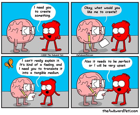 The Awkward Yeti Funny Cartoons Funny Comics Heart And Brain Comic