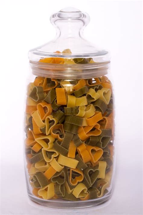 Large Pasta In Glass Jar On A White Background Stock Photo Image Of