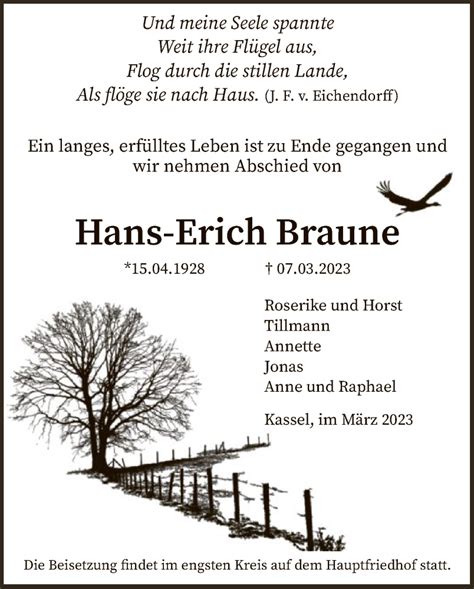 Traueranzeigen Von Hans Erich Braune Trauer HNA De