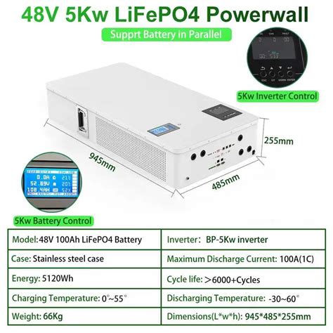 48v 100ah Powerwall 2 In 1 5kwh Lifepo4 Battery Pack 5kw Inverter Plug And Play 6000 Cycles