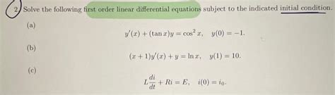 Solved 2 Solve The Following First Order Linear