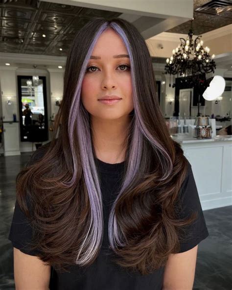 Lavender Front Peekaboo Pieces For Brunettes Hair Inspiration Color