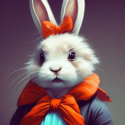 Cute Adorable Victorian Bunny Rabbit Portrait 8k Resolution Concept Art