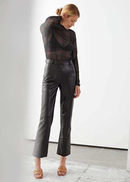 Kick Flare Leather Trousers Black Leather Trousers Other