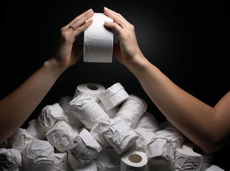 Premium Ai Image Women Toilet Paper Hand Reaching For Toilet Paper