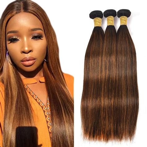 Amazon P4 30 Brown Highlight Bundles Ombre Straight Bundles Human