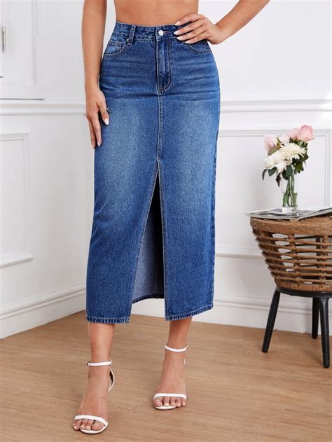 Women Denim Skirts Shop Women Denim Skirts Online Shein Uk