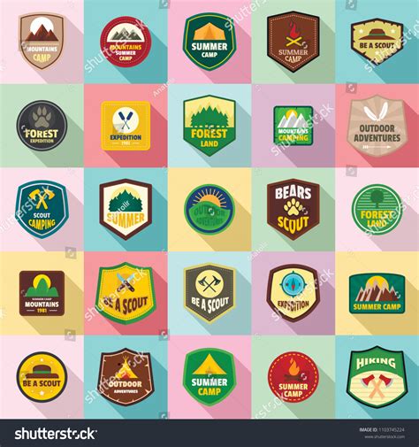 Scout Badge Emblem Stamp Icons Set Stock Vector (Royalty Free ...