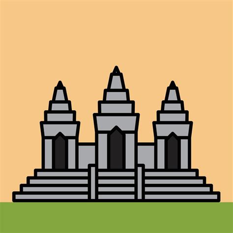 Outline Simplicity Drawing Of Angkor Wat Landmark 3328003 Vector Art At Vecteezy