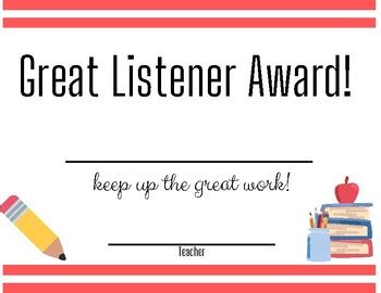 Student Award - Great Listener Award | TPT