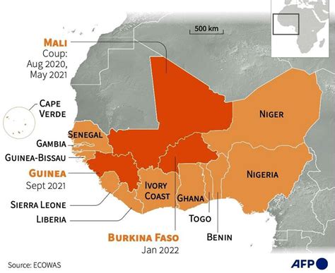 Graph: Map of 3 ECOWAS states suspended and sanctions imposed as of ...