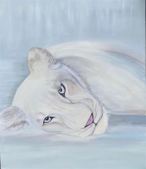 White Lioness Painting by Larisa Robins - Jose Art Gallery