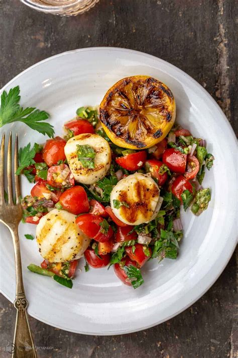 Easy Grilled Scallops With Mediterranean Salsa L The Mediterranean Dish