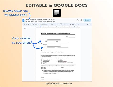 Rental Application Rejection Notice Edit In Word Or PDF Editable Or