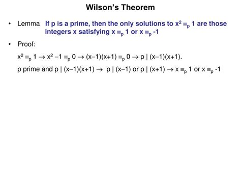 PPT - Wilson’s Theorem PowerPoint Presentation, free download - ID:7098231