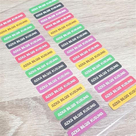 Jual Label Sticker Nama Anak Custom Waterproof Large Isi Jakarta