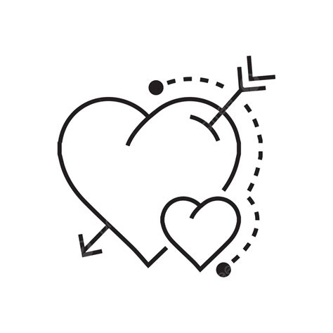 Line Heart And Arrow Drawn Wedding Doodle Vector Heart Drawing Arrow