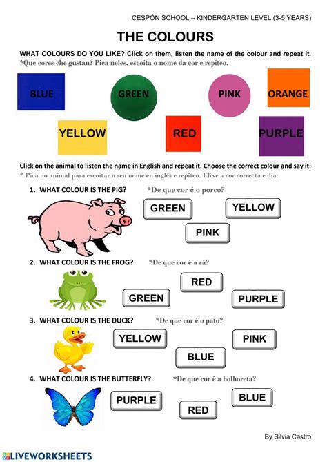 The Colours Online Activity Live Worksheets