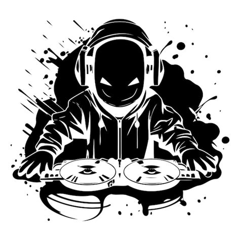 Premium Vector Dj Playing On Turntables With Headphones Vector