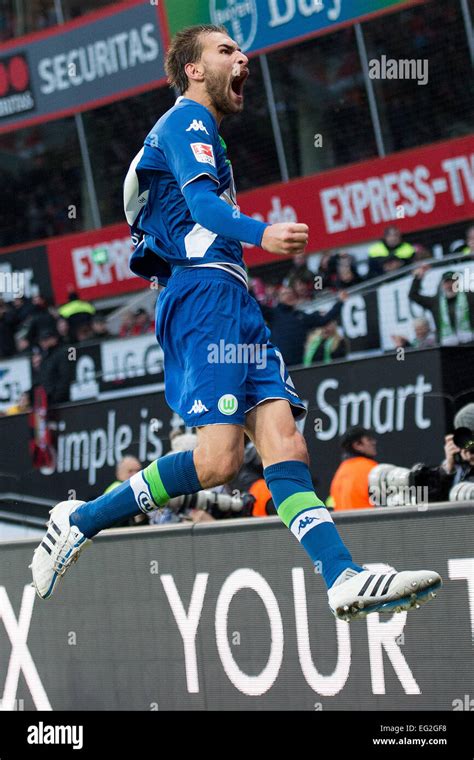 Leverkusen Germany Th Feb Wolfsburg S Bas Dost Celebrates