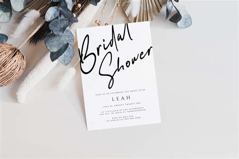 Modern Bridal Shower Invitation Template, Printable Invitation Card ...