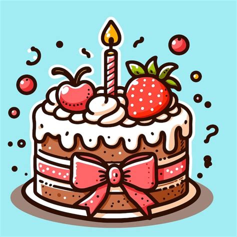 Premium Vector Vector Sweet Birthday Cake With Candles