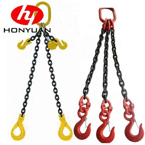 Red Yellow Painted Lifting Chain Sling With Master Link And Hook