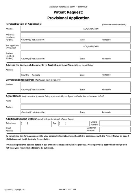 Free Printable Provisional Patent Application Templates Pdf Word