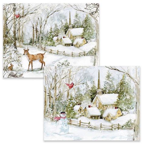 Ct Lang Assorted Snowy Scene Boxed Holiday Greeting Cards Boxed