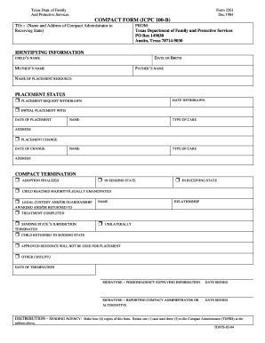 Fillable Online Tjjd Texas COMPACT FORM ICPC 100 B Tjjd Texas Fax