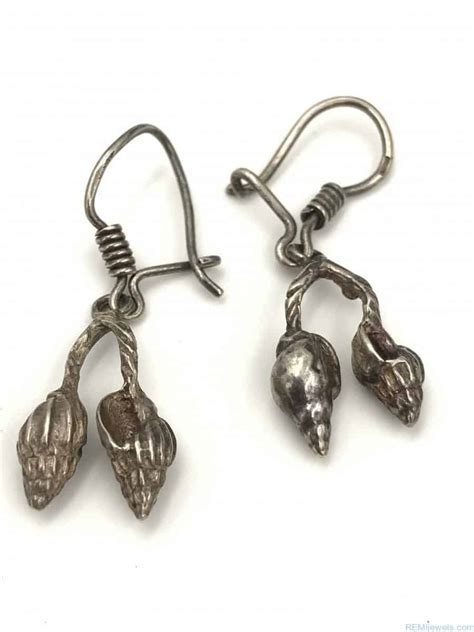 Sterling Silver Conch Seashell Dangle Earrings Mexico Remijewels