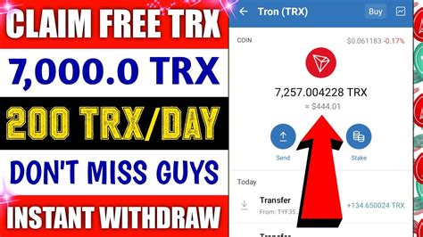 Claim Free Trx Daily Earn Free Trx Earn Trx Without Investment