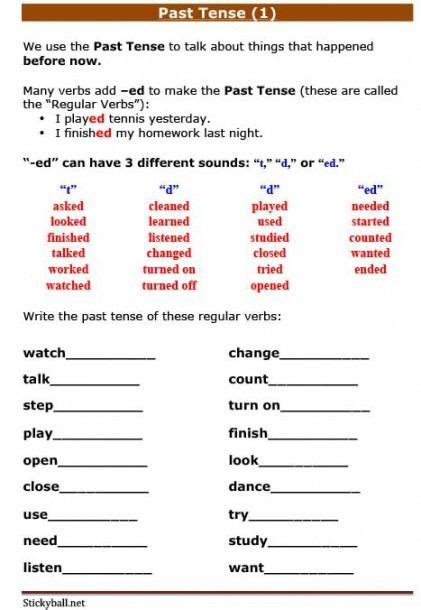 Regular Past Tense Esl Worksheets Past Tense Worksheet Verb