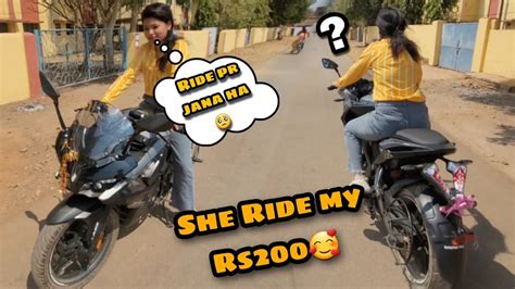 Cute Girl💕 Ride My Rs200 Meet My Friend 🥰 First Time Ride Rs200💓 Youtube