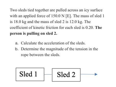 Solved Two Sleds Tied Together Are Pulled Across An Icy Chegg