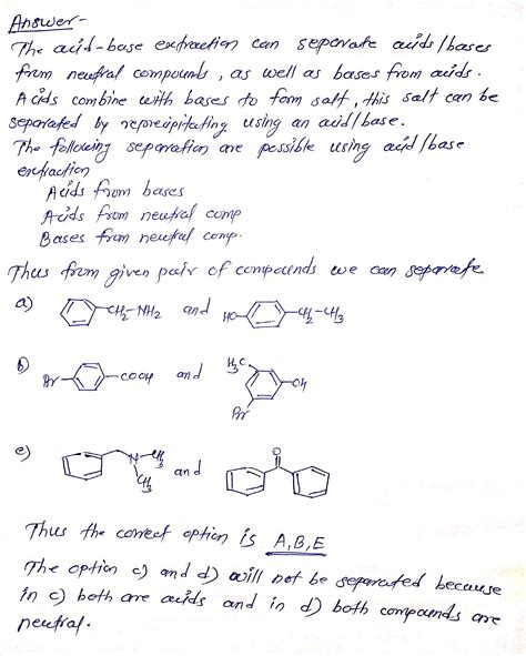 Solved Which Of The Following Compounds Could Be Separated By Acid