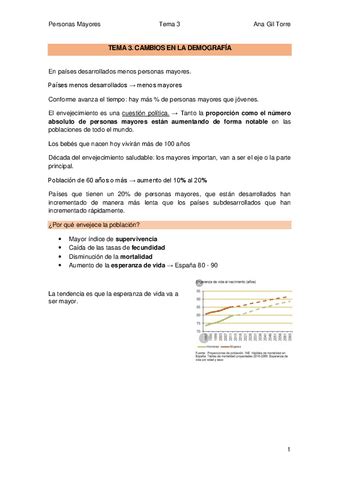 Tema 3 Cambios En La Demografia Del Envejecimiento 2021 22 Pdf