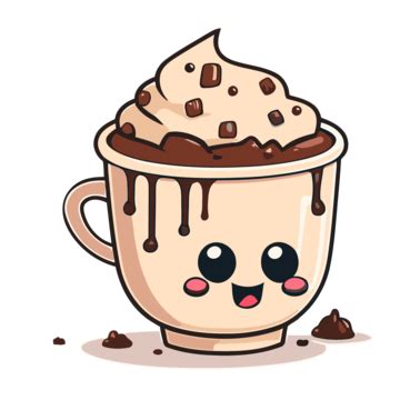 Coffee Sticker Cute Chocolate Clipart Vector Sticker Design With Cartoon Hot Cocoa Mug Isolated