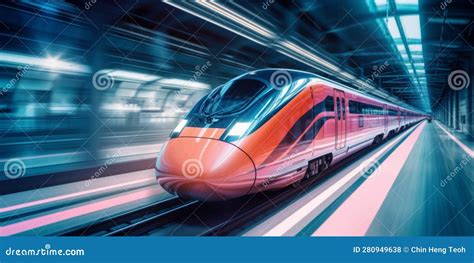 High Speed Train In Motion Blur With Motion Blur Generative Ai Stock