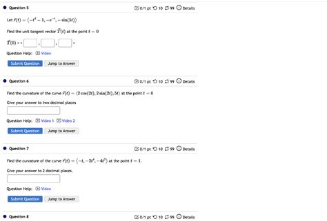 Solved Let R T −t4−1 −e−t −sin 5t Find The Unit Tangent