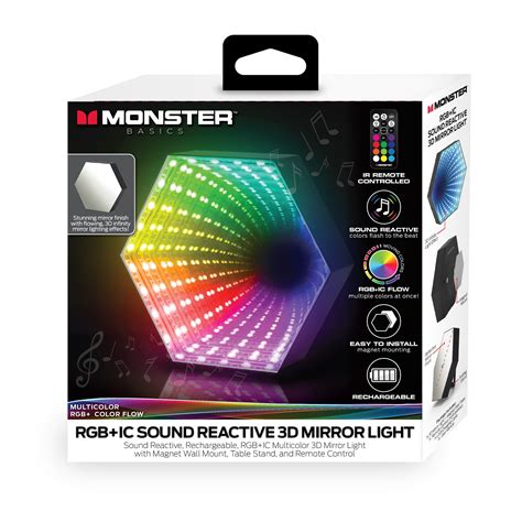 Monster LED Smart Rechargeable 3D Mirror Multicolor Color Flow Light