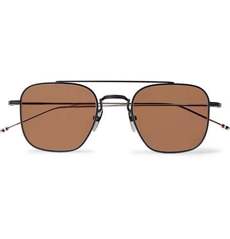 Thom Browne Square Frame Matte Black Metal Sunglasses Men Black Thom Browne