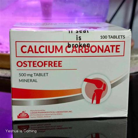 Osteofree Calcium Carbonate 500 Mg 100 Tablet Mineral Fda Reg Drp