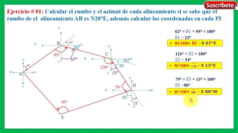 Ejem01 Rumbo Azimut Y Coordenadas 13 Cálculo Del Rumbo Youtube