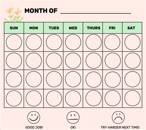 Monthly Behavior Chart Free Printable Goally