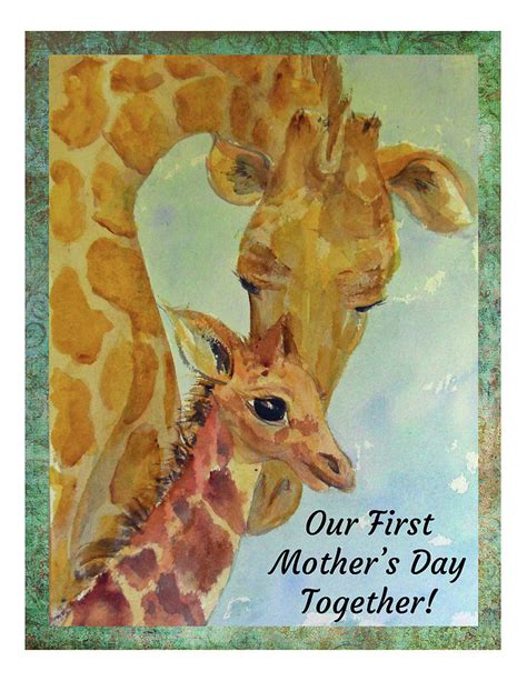 Baby Giraffe Our First Mother S Day Together Painting By Lynn Alison