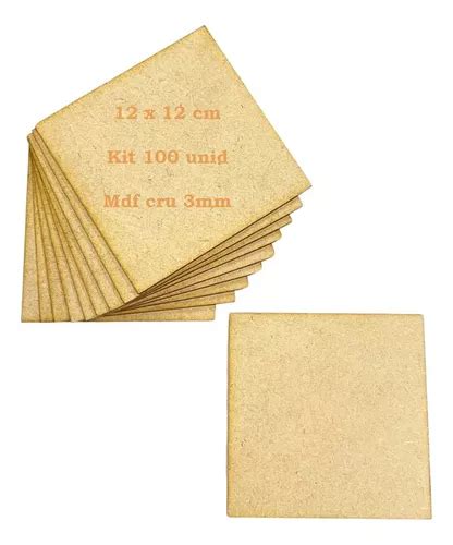 Kit 100 Placa Plaquinha Quadrinho Chapa 12x12 Mdf Cru Quadro Chapa