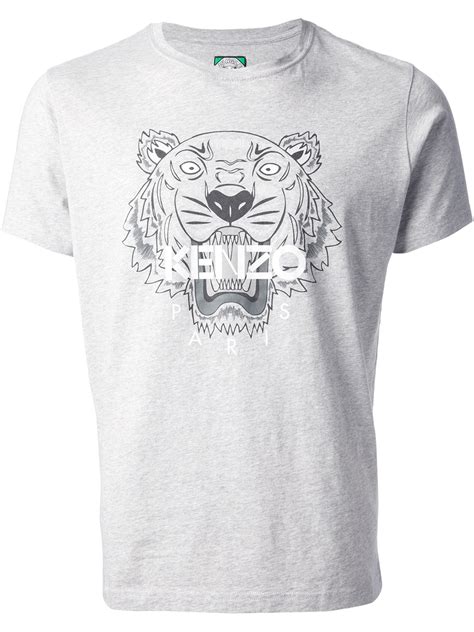 Kenzo Tiger Print Tshirt In Gray For Men Lyst