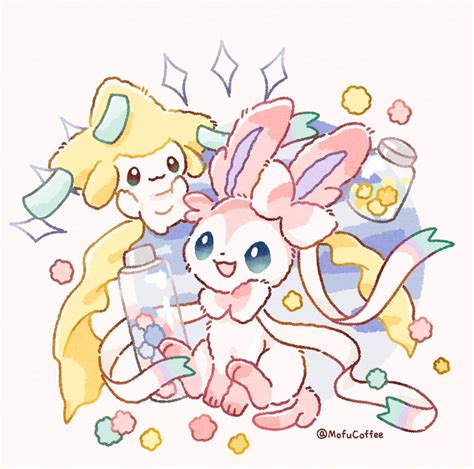 Sylveon And Jirachi Pokemon Drawn By Mofucoffee Danbooru