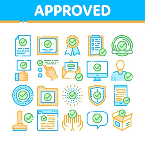 premium vector approved symbol icons collection